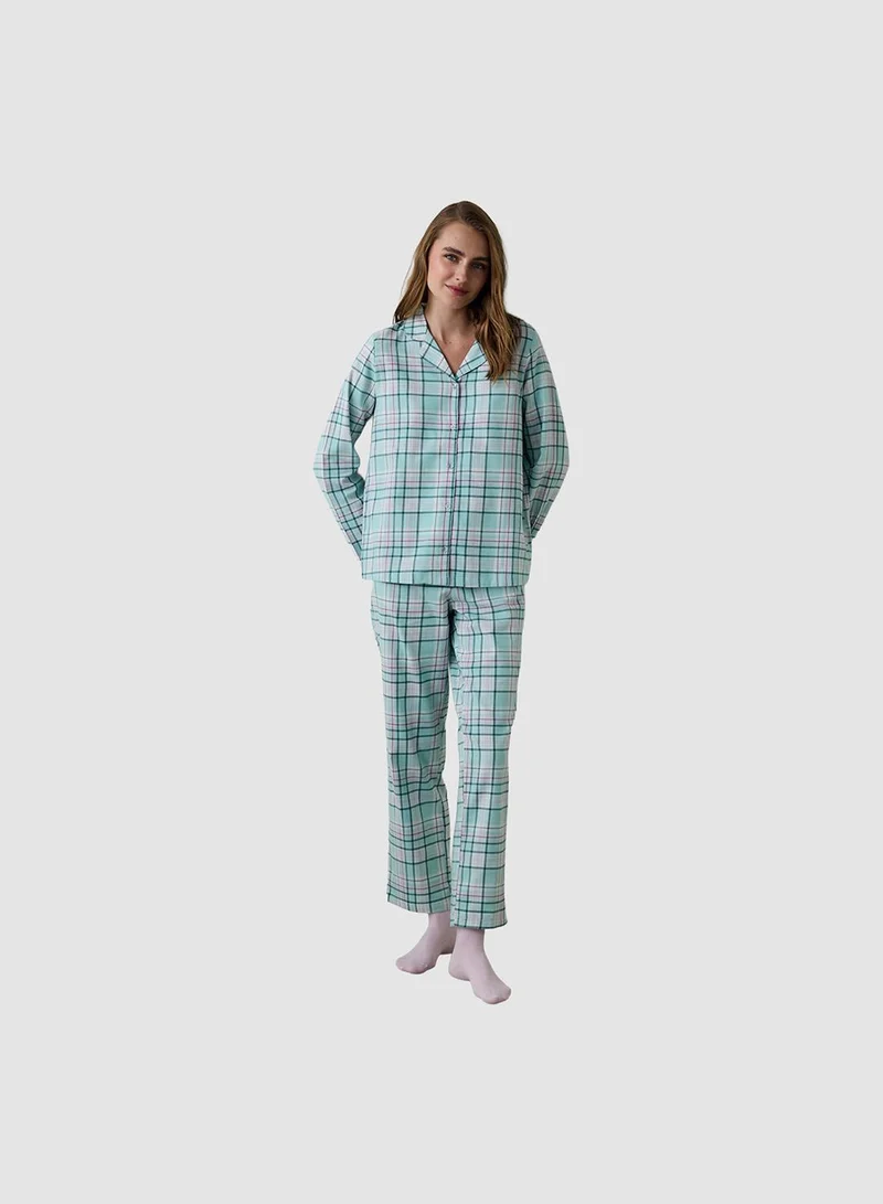 Penti Ellie Plaid Shirt Collar Long Sleeve Pajama Set